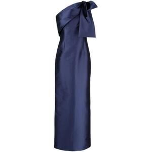 New Sachin & Babi Bonnie One-Shoulder Bow Column Gown Midnight Blue Sz 10 $895